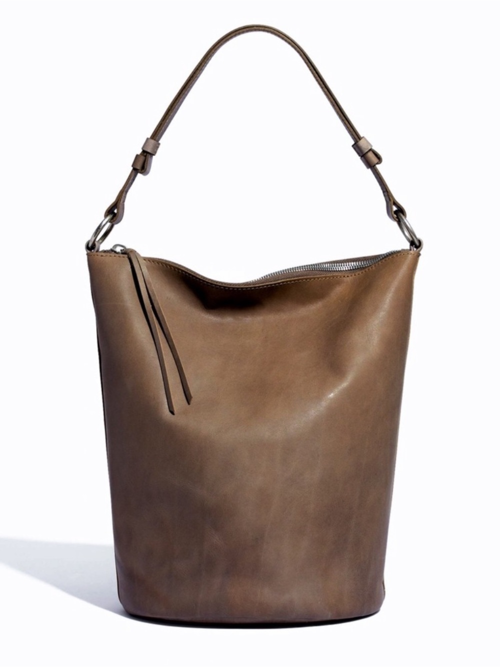 NWT Madewell The Lisbon O Ring Leather Bucket Bag Adjustable Strap Tan Brown